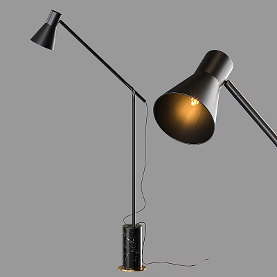 Modern Black Floor Lamp With Illuminated Shade And Stand 3d model