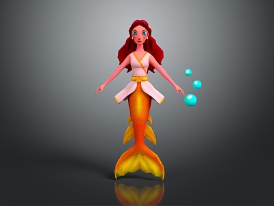 Modern game character mermaid cartoon mermaid anime mermaid 3d model