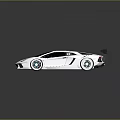 White Sports Car With Red Stripes Rear Spoiler And Aerodynamic Body Design