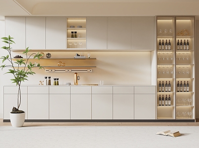 Modern Wine Cabinet Cream Wine Cabinet 3d model