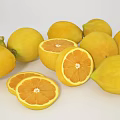 Fresh Lemons Whole And Sliced Bright Yellow With Juicy Flesh On White Background