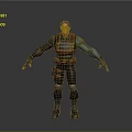 3D Male Character And Warrior With Black Orange Costume Arm Guards Belt And Sunglasses