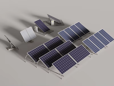 Different Types of Solar Panels With Mounting Structures And Array Configurations 3d model