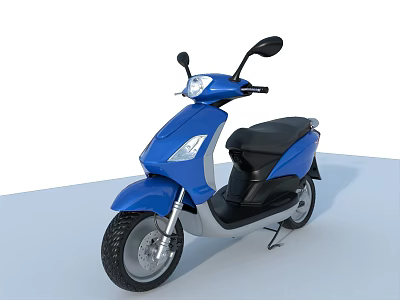 Sleek Modern Blue Scooter With Black Seat Mirrors And Silver Wheels 3d model