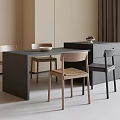 Modern Dining Table and Chair Combination Dining Chair Square Dining Table Island Table 3d model