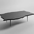 Modern Minimalist Dining Table With Wooden Top Irregular Edge And Slim Black Legs 3d model