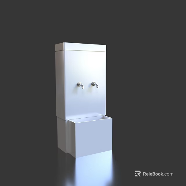 White Modern Kitchen Sink With Two Faucets And Sleek Contemporary Design 3d model 