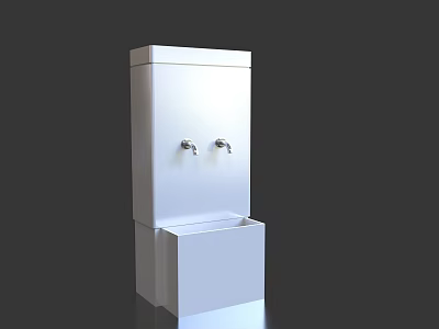 White Modern Kitchen Sink With Two Faucets And Sleek Contemporary Design 3d model