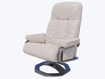 Beige Leather Office Chair With High Backrest Armrests And Metal Base 3d model