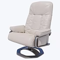 Beige Leather Office Chair With High Backrest Armrests And Metal Base