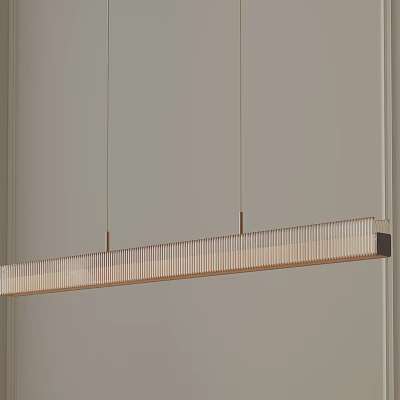 Modern Linear Chandelier with Ribbed Glass Shade and Metal Frame for Interior Lighting 3d model