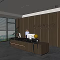 Modern Front Desk Reception Area in Architectural Design Company with Receptionist and Contemporary Elements