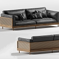 Italian Light Luxury Double Sofa Leather Sofa Combination Sofa with Armrests 3d model