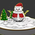 Christmas Decorative Ornament Set With Snow Globe Snowman Santa Hat And Trees 3d model