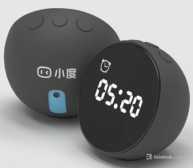 Xiaodu Smart Machine With Black Round Design And Digital Time 3d model 