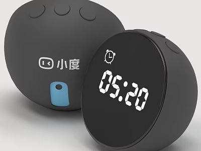 Xiaodu Smart Machine With Black Round Design And Digital Time 3d model