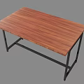 Modern Home Office Desk With Wooden Tabletop And Black Metal Frame