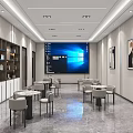 Modern Agricultural Bank of China Lobby Interior With Circular Service Counter And Large Screen Sofa Seating