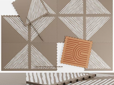 Geometric Pattern Decorative Panels With Brown White Stripes And Wavy Line Designs 3d model