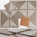 Geometric Pattern Decorative Panels With Brown White Stripes And Wavy Line Designs 3d model