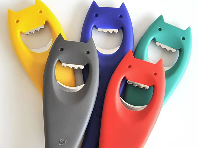 Colorful Cartoon Animal Design Bottle Openers with Smile Face and Teeth for Home Kitchen Use 3d model