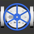 White Mechanical Valve With Blue Handwheel And Flange Connections Design