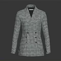 Stylish Checkered Double Breasted Coat With Classic Lapel And Fitted Design
