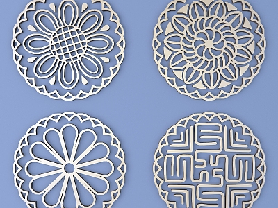 Chinese-style Metal Carved Traditional Pattern Carved Pattern model