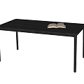 Dark Colored Wooden Dining Table With Open Book And Simple Design 3d model
