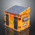 Yellow Recycling Bin For Household Use With Green Symbol And Metal Frame