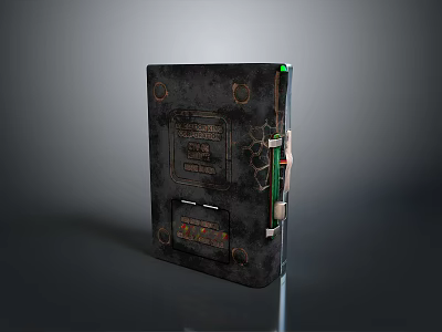 Vintage Black Metal Storage Box With Surface Labels And Secure Latches For Home Organization 3d model
