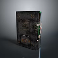 Vintage Black Metal Storage Box With Surface Labels And Secure Latches For Home Organization