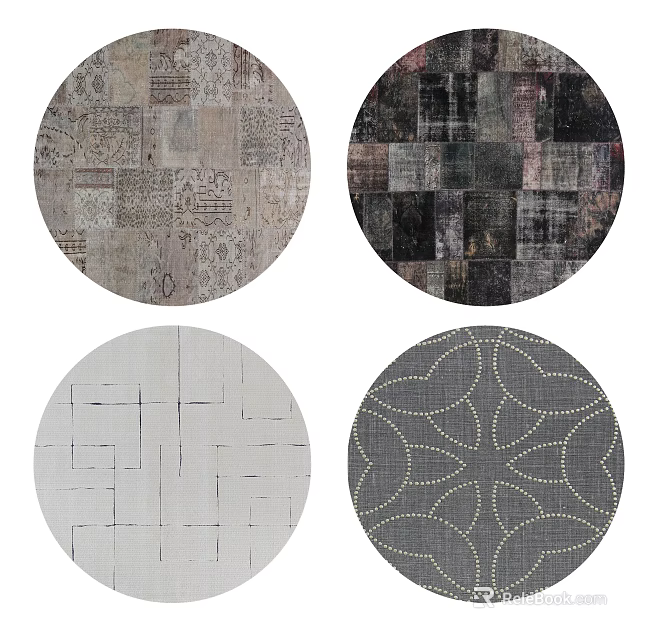 Stylish Round Rugs Featuring Various Patterns And Textured Surfaces For Home Decor 3d model