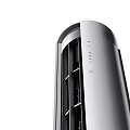 Modern Silver Tower Air Conditioner Fan With Control Panel And Sleek Design