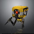 Yellow Mechanical Creature With Red Core And Metallic Multi Legged Structure 3d model