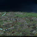 Aerial Planning of Urban Night View with Buildings Roads Green Spaces and Lights