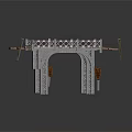 Traditional Arch Bridge Featuring Metal Framework Lattice Railings Wooden Plank Deck And Hanging Lanterns
