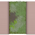 Green Plant Wall Interior Design With Brown Vertical Panels And Natural Greenery