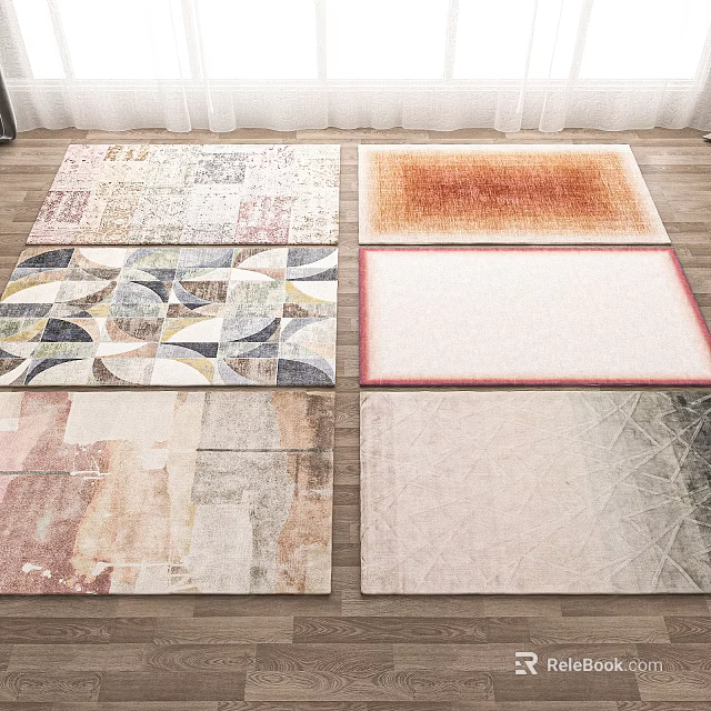 Square Rugs With Diverse Geometric Abstract Patterns And Color Tones 3d model