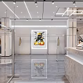 Modern Clothing Store Interior With Display Racks Seating Area And Wall Art