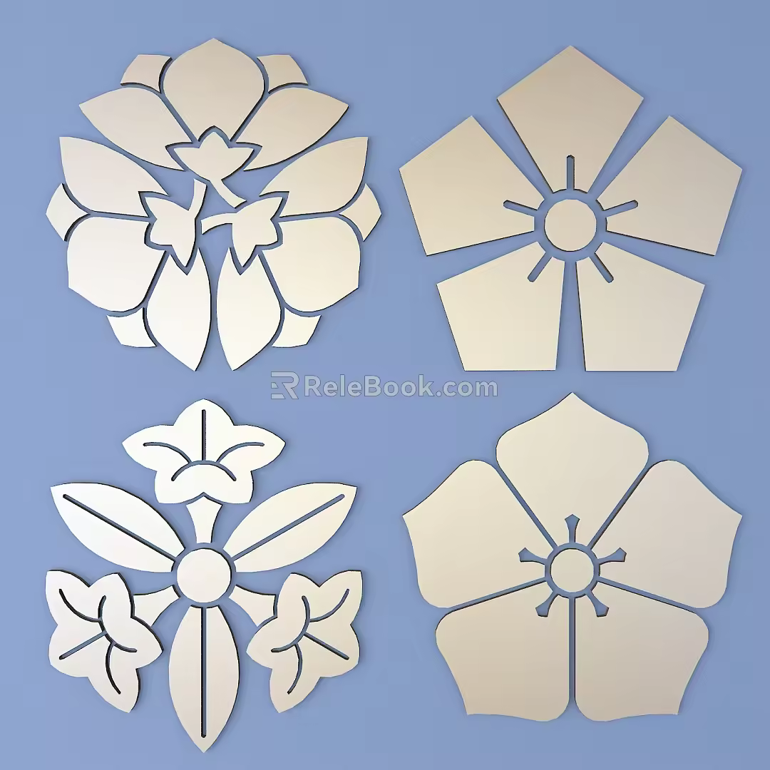 Japanese-style Metal Carved Japanese Traditional Pattern Carved Pattern 3d model