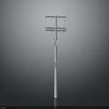 Tall Utility Pole With Mounted Electrical Equipment And Power Transmission Lines