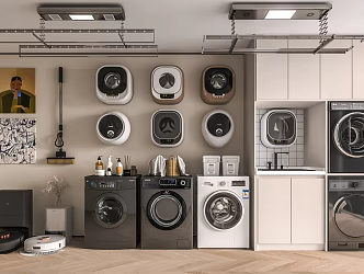 modern washing machine cabinet washer dryer 3d model