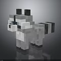 Pixelated Raccoon Character Design With Gray Black Stripes And 3D Render