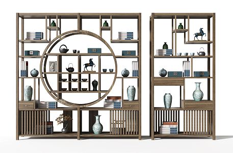 New Chinese-style Antique Shelf Bookshelf Antique Shelf 3d model