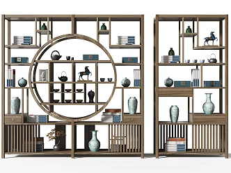 New Chinese-style Antique Shelf Bookshelf Antique Shelf 3d model