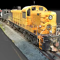 Vintage Yellow Locomotive Train With Number 20 Parked On Gravel Rail Tracks