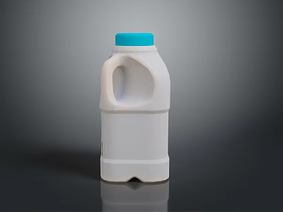 White Plastic Household Product Bottle With Blue Cap And Handle For Daily Use 3d model