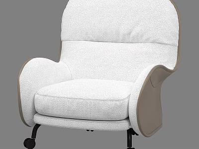 White Fabric Single Sofa With Beige Trim And Black Wheels Modern Design 3d model