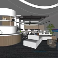 Modern Public Office Space Interior With Open Workstations Desks Computers And Office Chairs 3d model